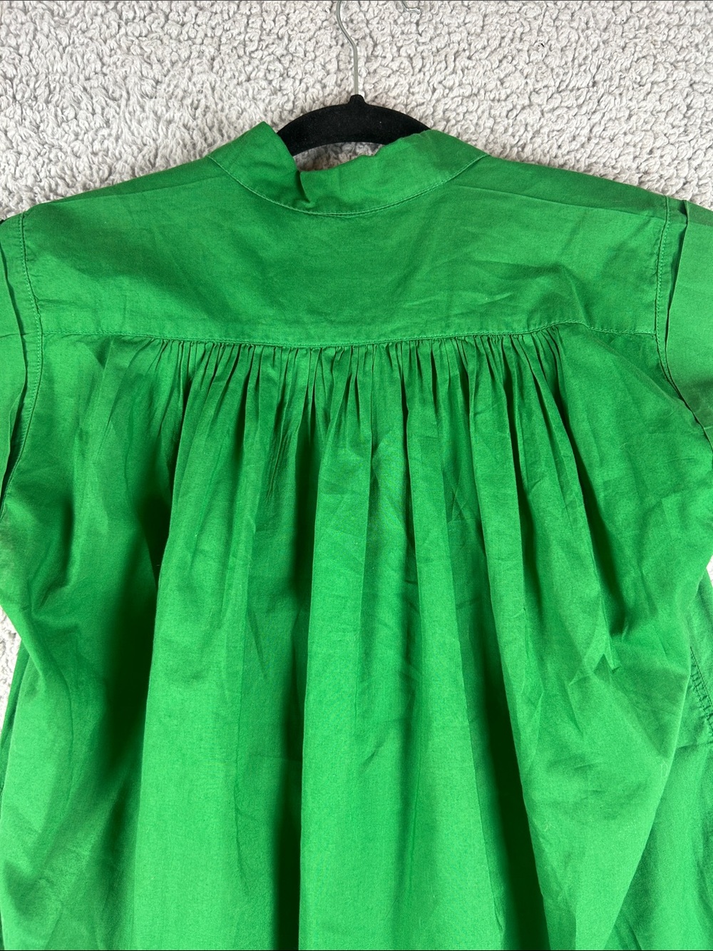 A Shirt Thing Relaxed Flowy Style Frayed Ruffles Green Cotton Top Size S - Picture 15 of 15